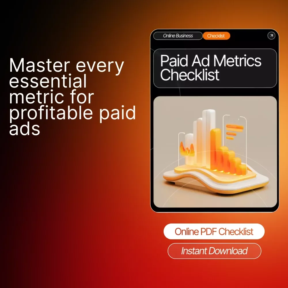 Paid Ad Metrics Checklist | Digital Marketing Checklist for Beginners | Basic Metrics for Paid Ads | Instant Download