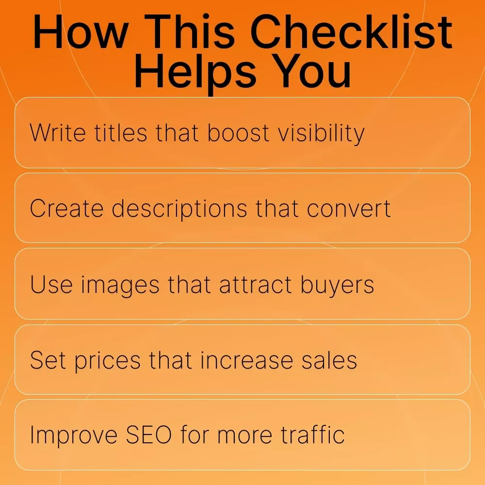 Shopify Product Listing Tips | Printable eCommerce Checklist for Beginners | Learn How to Create Product Titles, Descriptions & SEO Listings That Sell