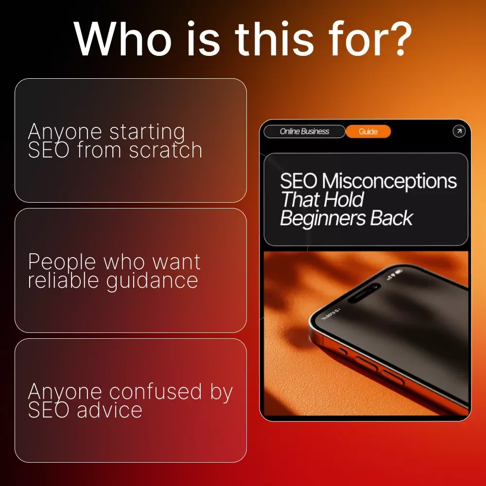 SEO Misconceptions That Hold Beginners Back | Digital Guide for Debunking seo myths beginners still believe | Beginner-Friendly SEO eBook for Clear, Modern Strategy