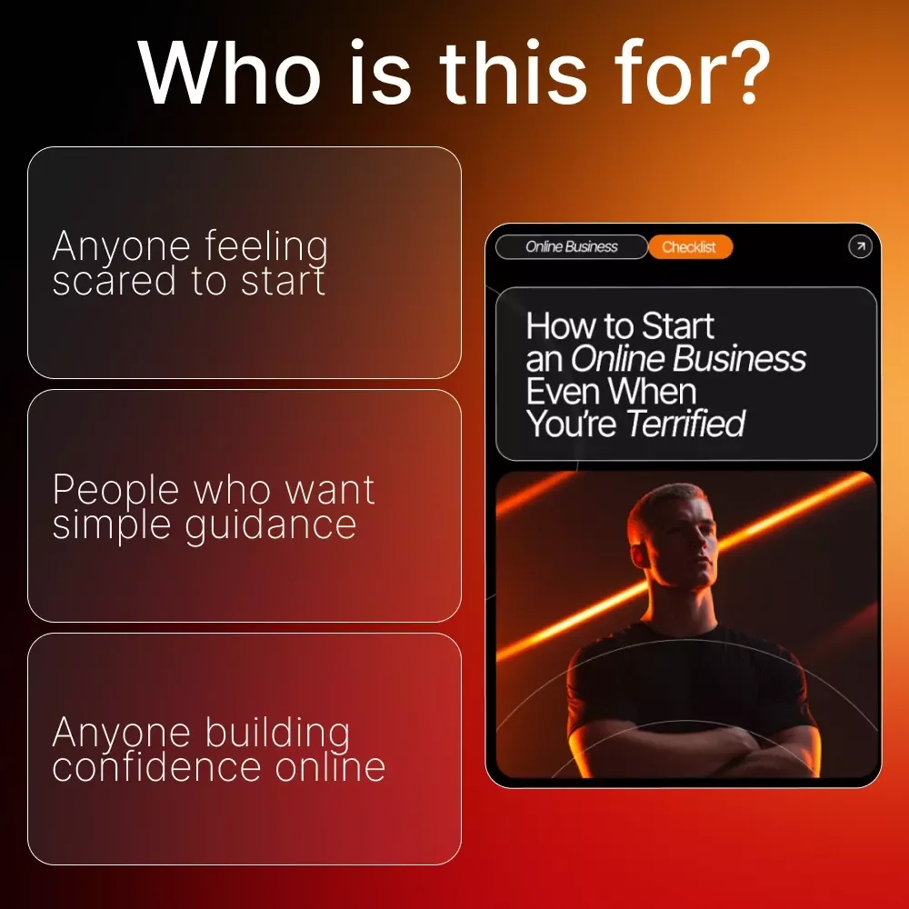 How to Start an Online Business Even When You’re Terrified | Printable Checklist for Beginners | Fear-Friendly Startup Guide | how to start an online business when you're scared