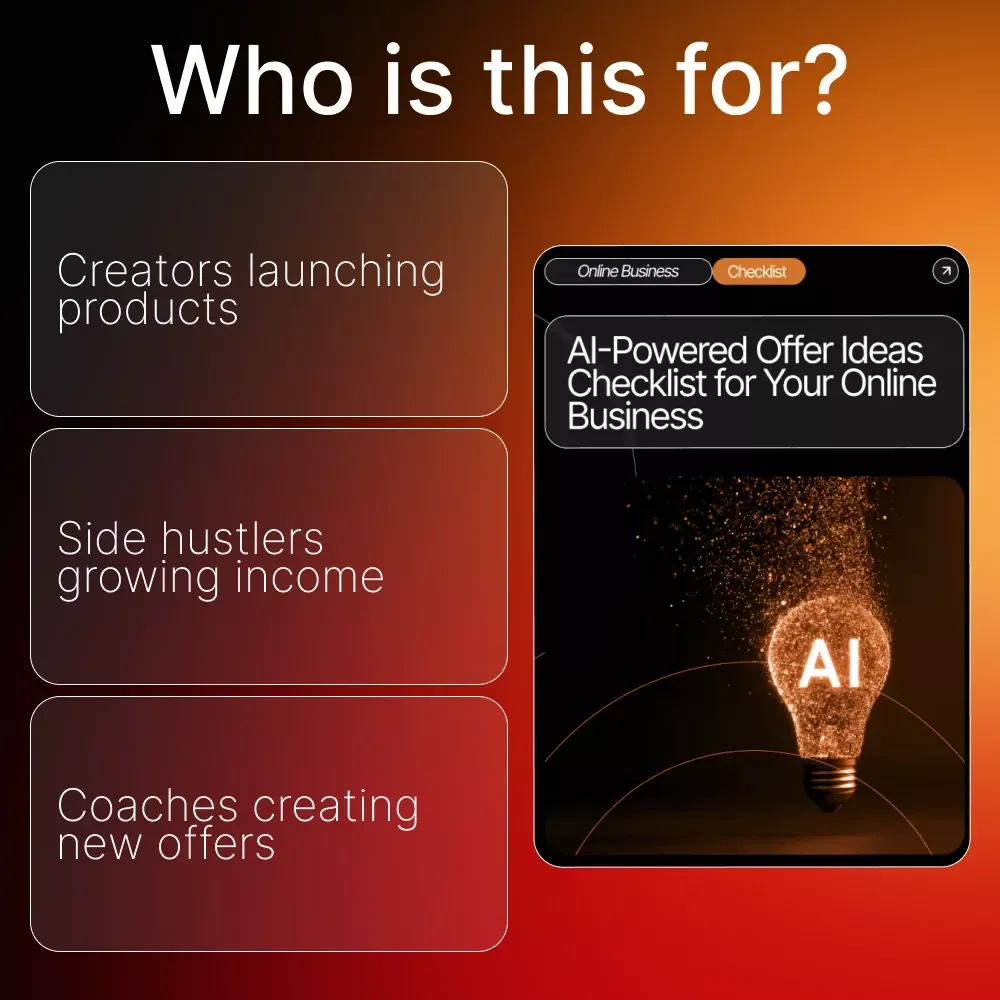 AI-Powered Offer Ideas Checklist for Your Online Business | Digital Download for Entrepreneurs & Creators | Generate Profitable offer ideas using ai Tools | Step-by-Step Planning & Validation | Instant PDF