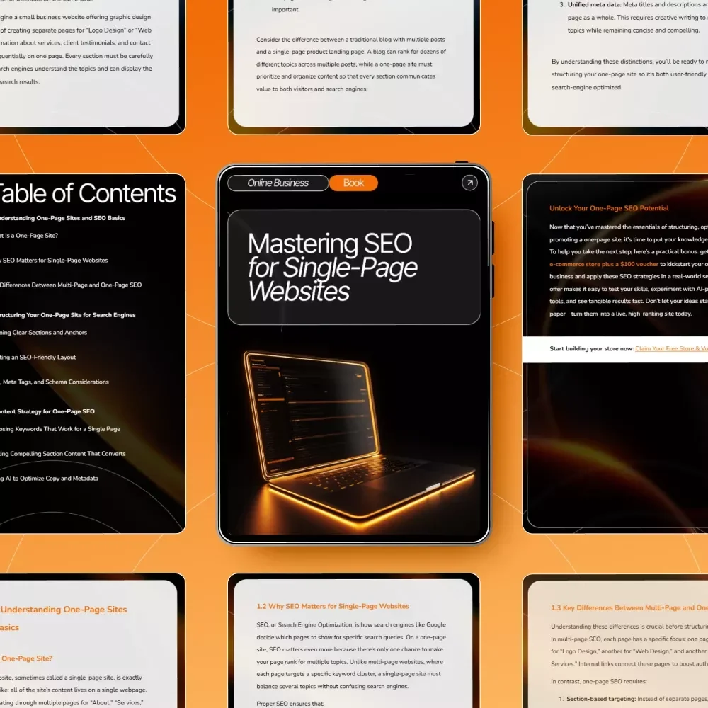 Mastering SEO for Single-Page Websites | Ultimate One-Page SEO eBook | Digital Download for Entrepreneurs, Designers & Marketers | seo structure for one-page sites