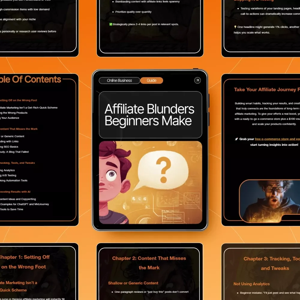 Affiliate Blunders Beginners Make | Digital Guide for New Affiliate Marketers | Learn to Avoid Costly affiliate mistakes beginners make | Step-by-Step Strategies, AI Tips & Case Studies | Instant Download PDF