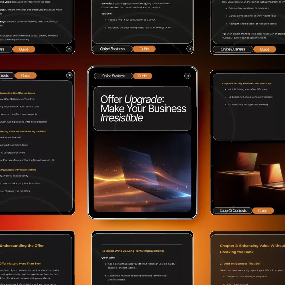 Offer Upgrade: Make Your Business Irresistible | Digital Download Guide for Entrepreneurs, Creators & Small Business Owners | Simple Ways to Improve an Offer and Boost Sales