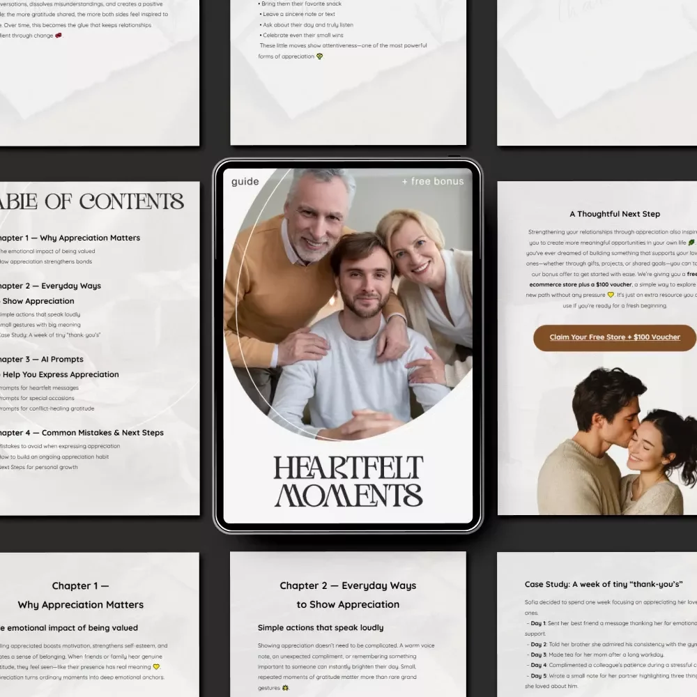 Heartfelt Moments — Guide on How to Show Appreciation to Friends and Family | Printable & Digital Download for Meaningful Connections