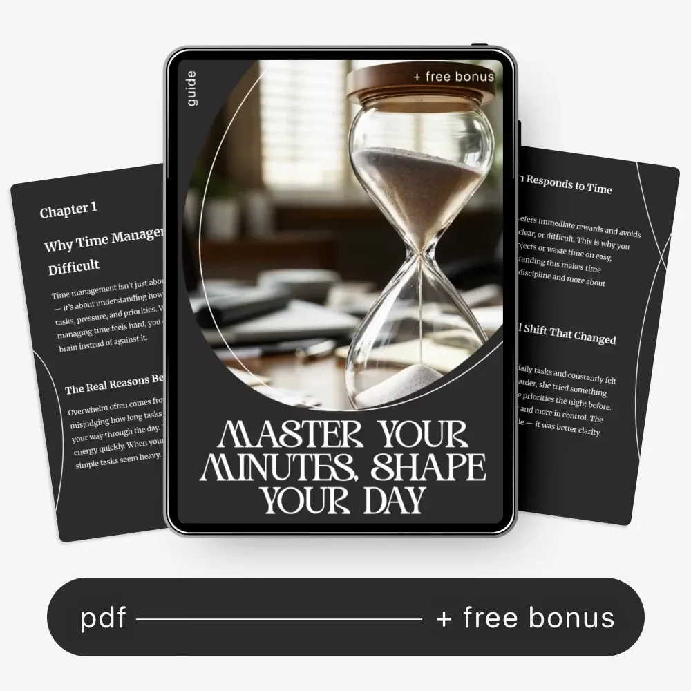 Master Your Minutes, Shape Your Day | Printable Time Management Guide | Digital Download on How to Improve Time Management Skills