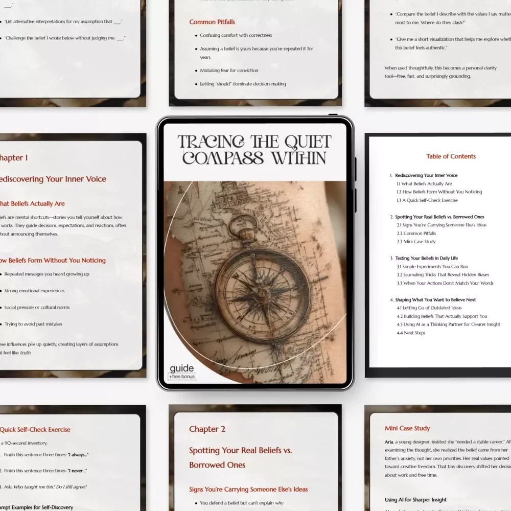 Tracing the Quiet Compass Within – Self-Discovery Beliefs Guide, Journaling & Mindset eBook, Personal Growth Digital Download