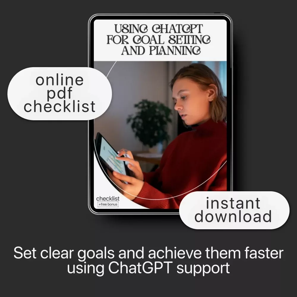 Using ChatGPT for Goal Setting and Planning Checklist | chatgpt for goal setting and planning Printable | Productivity Planner & Digital Download for Personal and Business Growth