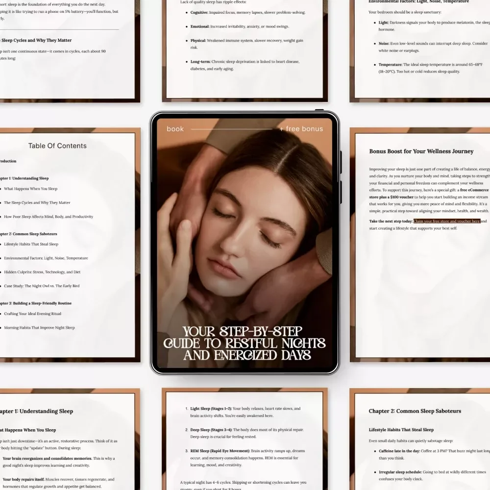 Your Step-by-Step Guide to Restful Nights and Energized Days – Ultimate eBook on How to Improve Sleep Quality Long Term, Healthy Sleep Routine, Insomnia Help, Sleep Optimization Digital Download