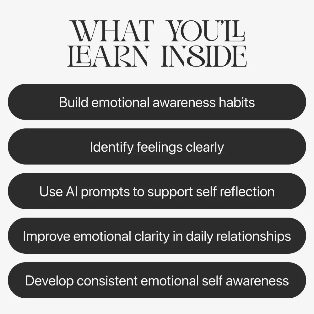 Growing My Inner Awareness – Emotional Awareness Guide & Self Reflection eBook | Mindfulness, Emotional Intelligence, AI Prompts, Digital Download