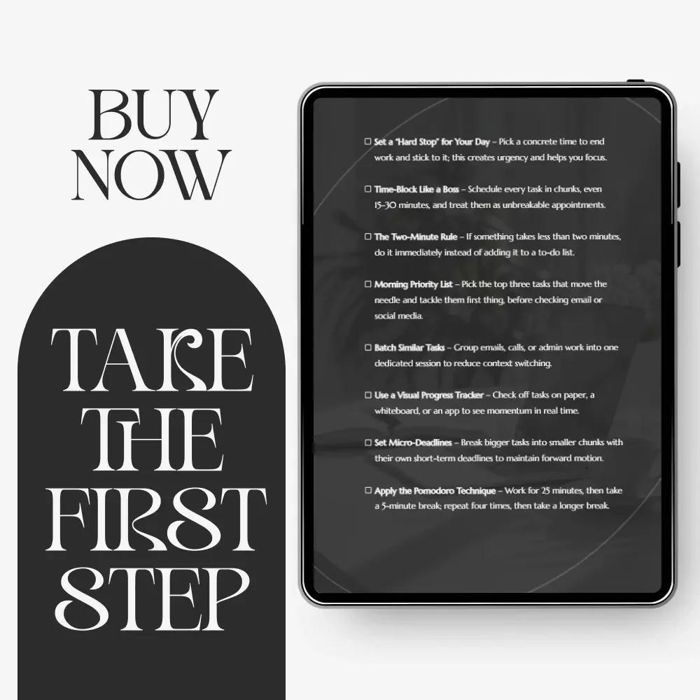 Actionable Techniques to Get Stuff Done | Printable Checklist for Self Productivity Techniques | Productivity Digital Download