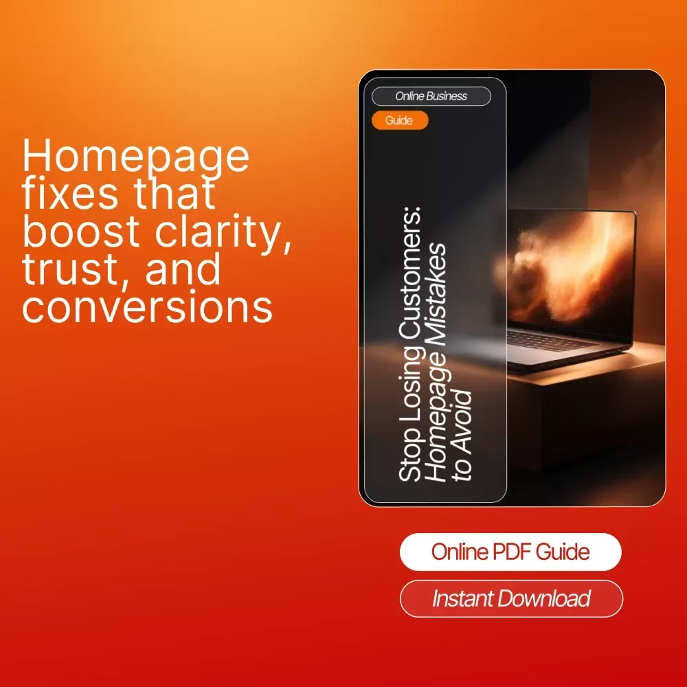 Stop Losing Customers: Homepage Mistakes to Avoid – Website Optimization Guide for Online Store Owners, Conversion Rate Boosting eBook, Homepage Audit Checklist Digital Download