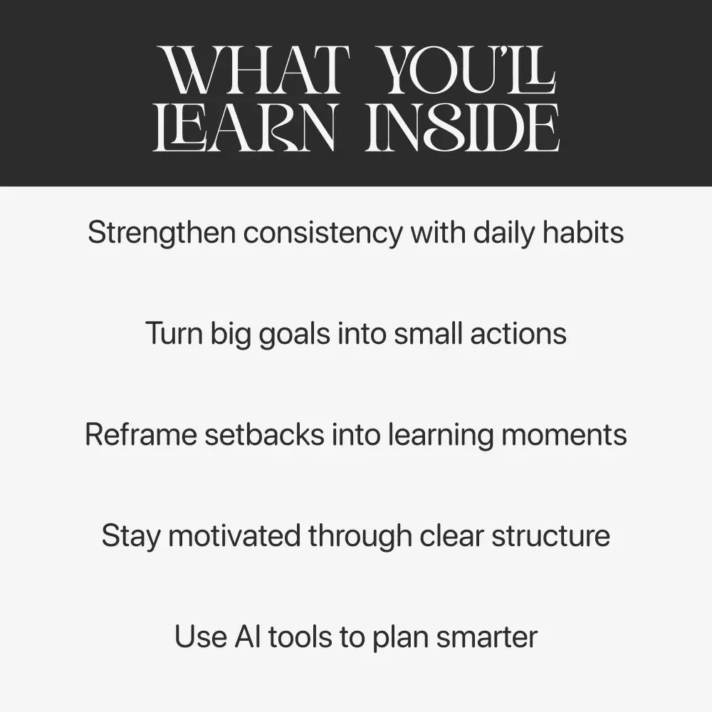 Stay the Course, Grow the Goal | Printable Self-Growth Guide | Digital Download on How to Stay Committed to Long-Term Goals