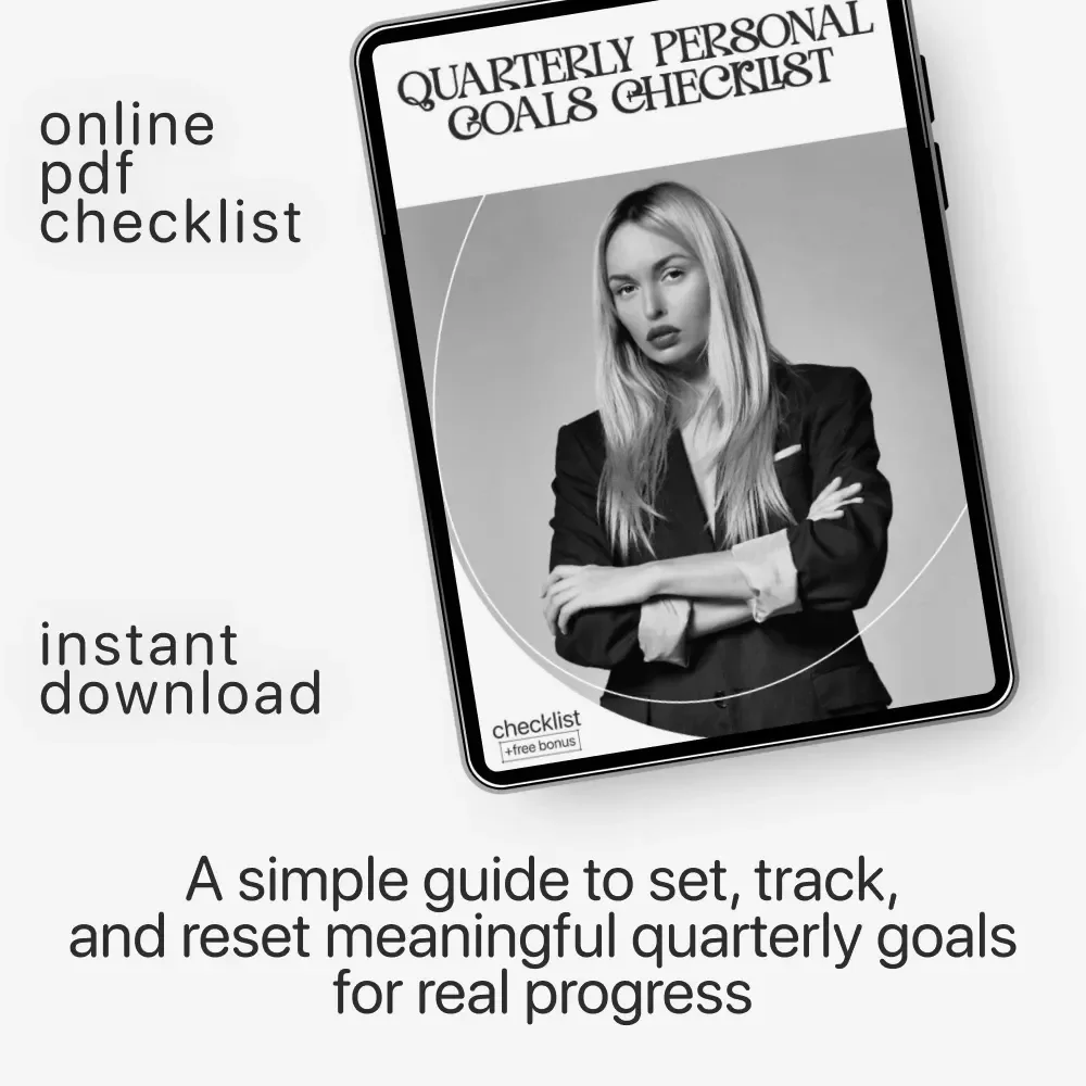 Quarterly Personal Goals Checklist – Printable & Digital Planner Guide | how to set quarterly personal goals | Productivity Workbook for Focus, Reflection & Goal Tracking