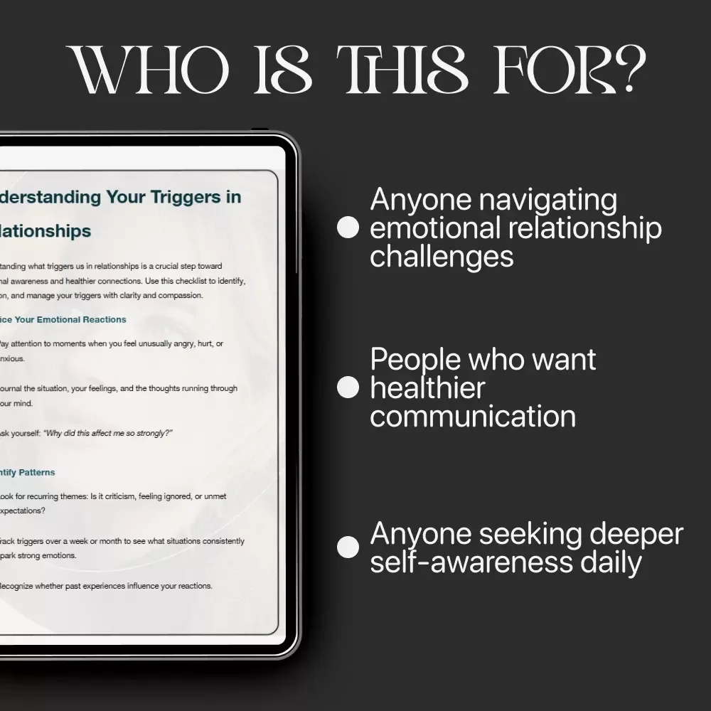 Understanding Your Triggers in Relationships – Printable Relationship Trigger Checklist | Self-Awareness & Healing Tool | How to Understand What Triggers Me in Relationships Guide