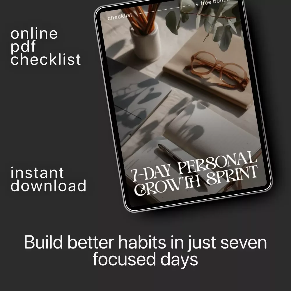 7-Day Personal Growth Sprint | Weekly Personal Growth Challenge Checklist | Self-Improvement PDF Download