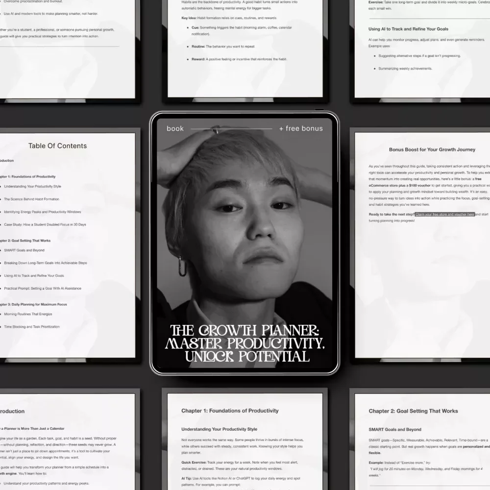 The Growth Planner: Master Productivity, Unlock Potential – Digital eBook | Planner for Productivity and Growth | Goal Setting, Time Management & AI Productivity Guide