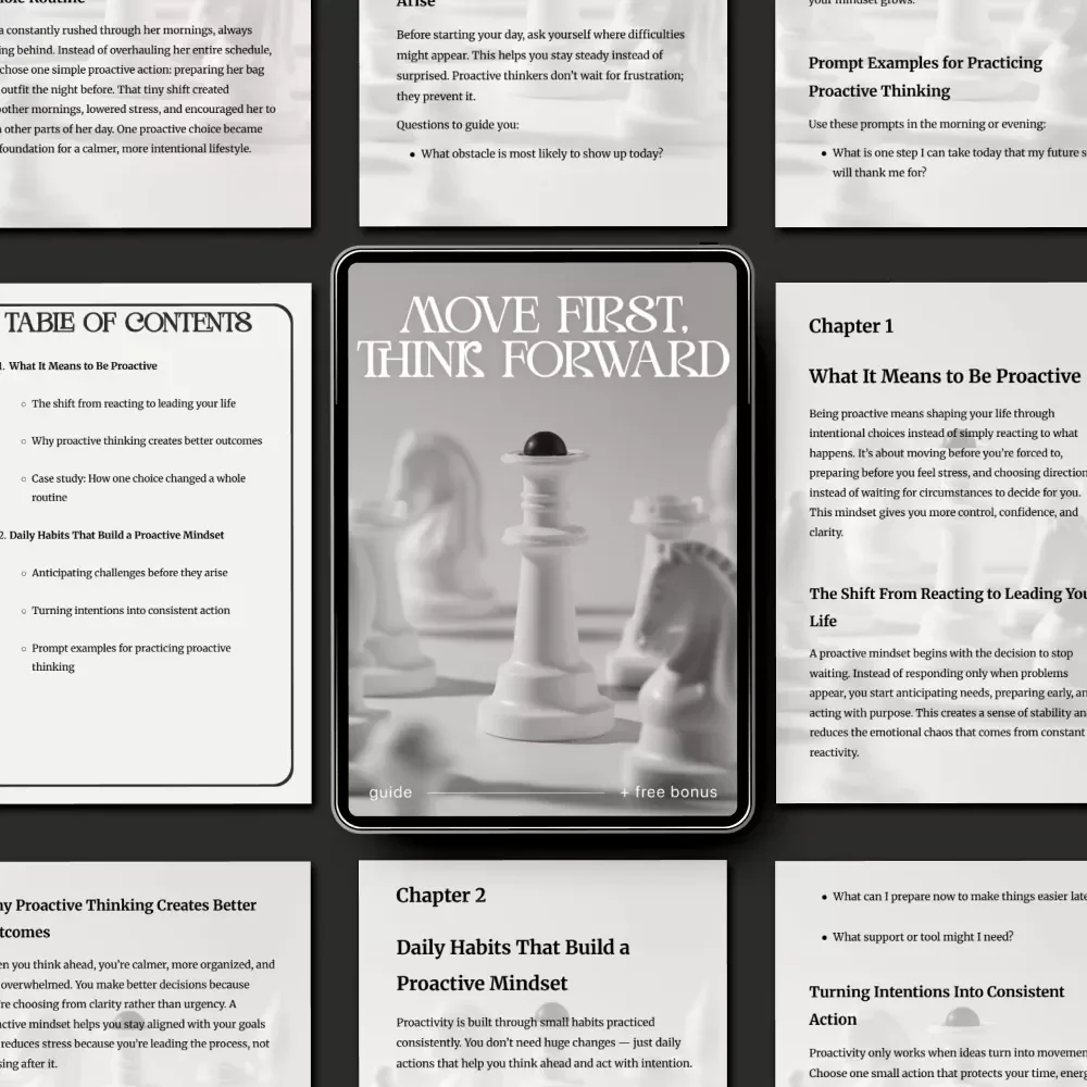 Move First, Think Forward | Printable Self-Improvement Guide | Digital Download on Ways to Develop a Proactive Mindset