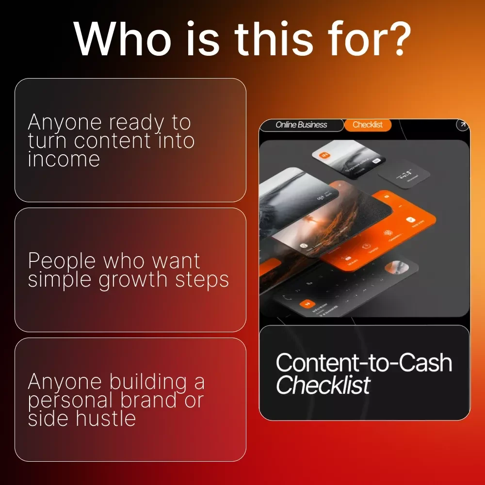 Content-to-Cash Checklist | Creator Tips for Steady Income | Digital Download for Coaches, Creators & Entrepreneurs