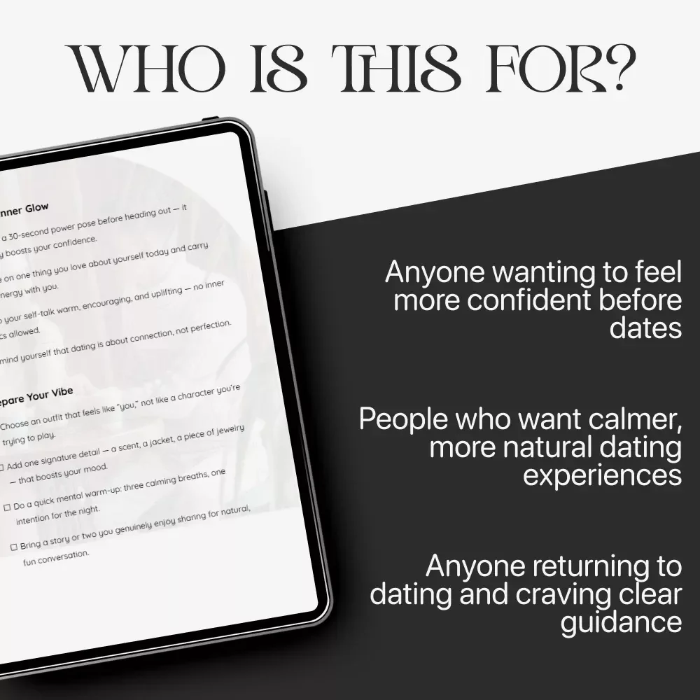 Confident Date Energy Checklist | Digital Dating Confidence Guide for Women | Self-Love, Mindset, & Conversation Prep | Printable Confidence Boost Checklist