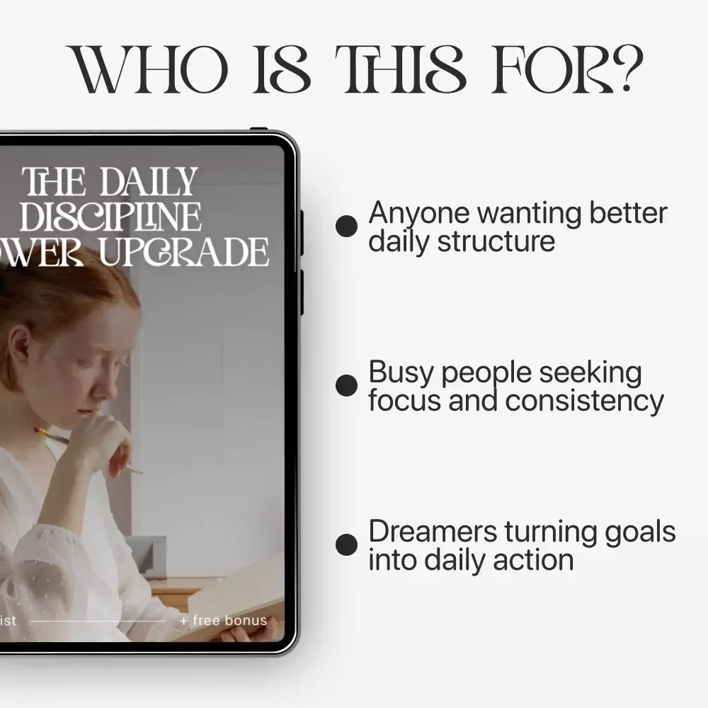 The Daily Discipline Power Upgrade | Printable Productivity Checklist | Digital Download on Ways to Strengthen Self-Discipline Daily