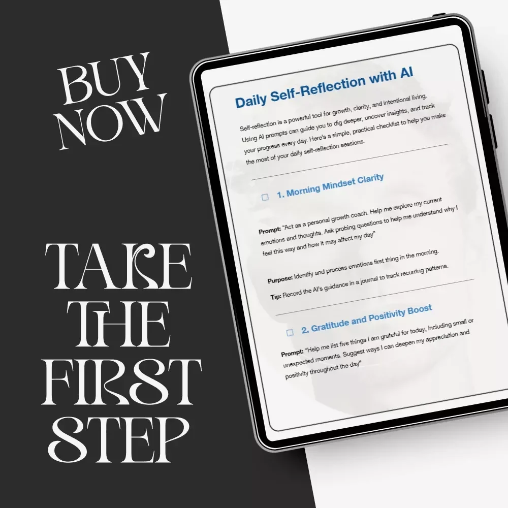 Daily Self-Reflection with AI Checklist | Best AI Prompts for Daily Self Reflection | Morning & Evening Mindset, Gratitude & Goal Clarity Digital Download