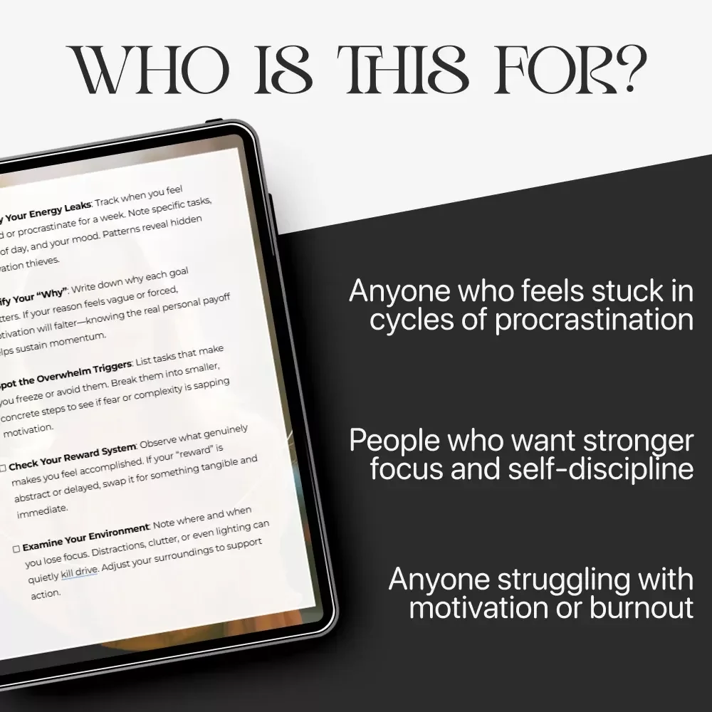 Your Checklist to Understand Why You Lose Drive – Motivation Checklist, Productivity Guide & Self-Improvement Digital Download