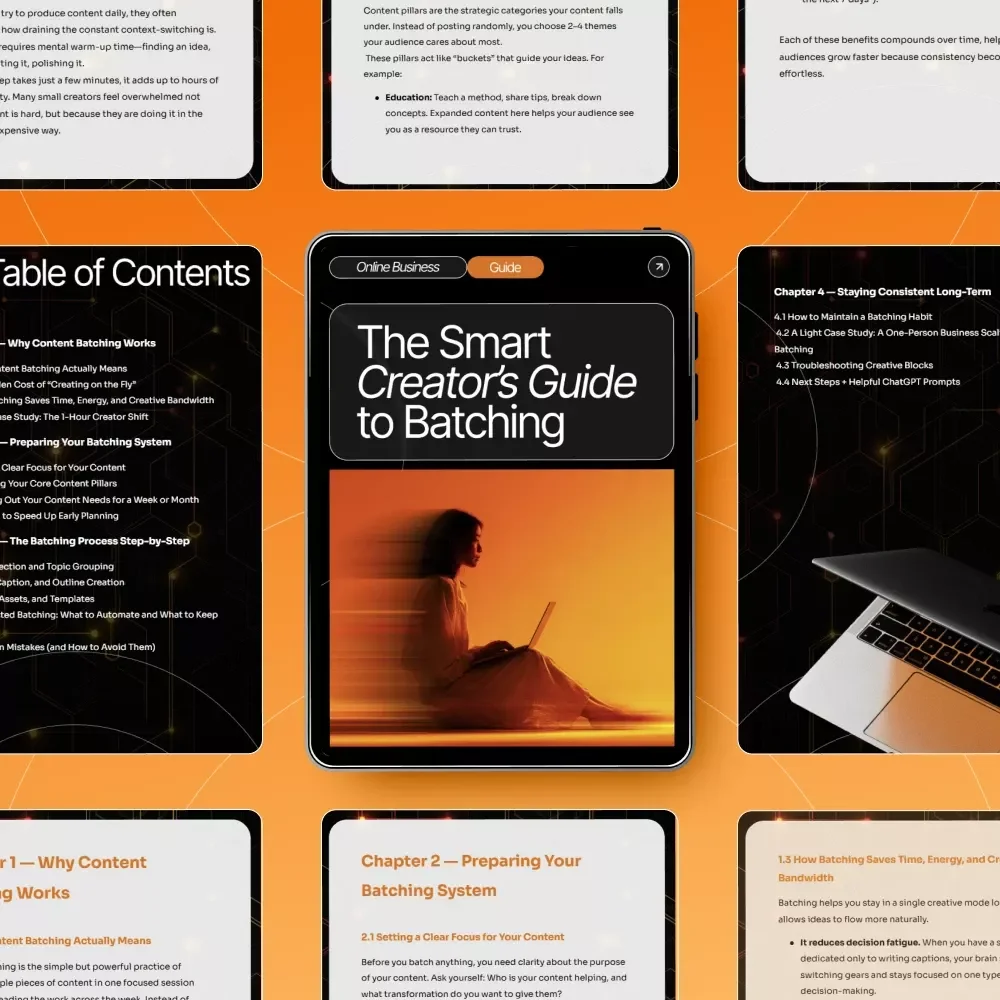 The Smart Creator’s Guide to Batching | Digital Productivity Guide for Creators & Entrepreneurs | Learn Content Batching Basics to Save Time and Stay Consistent