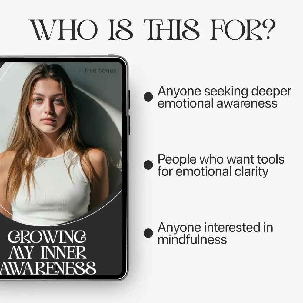 Growing My Inner Awareness – Emotional Awareness Guide & Self Reflection eBook | Mindfulness, Emotional Intelligence, AI Prompts, Digital Download