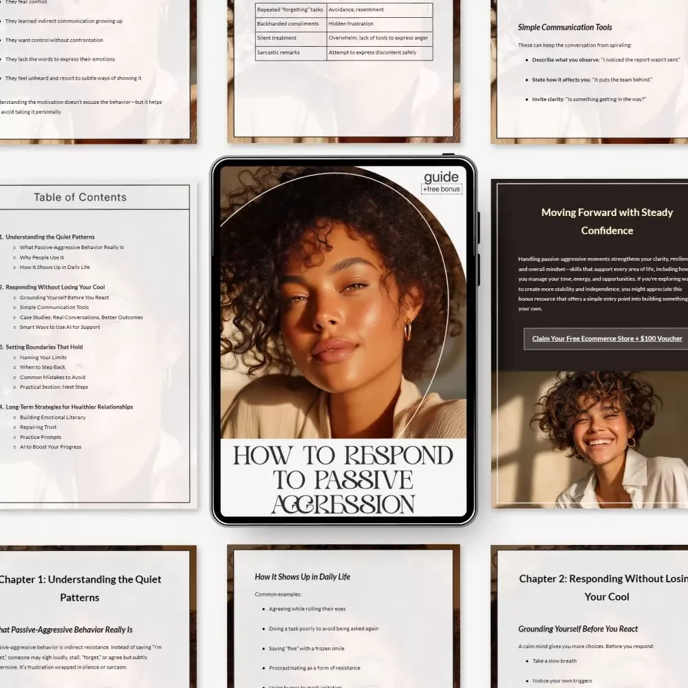 How to Respond to Passive Aggression – Digital Guide | Practical Ways to Handle Passive-Aggressive Behavior | Communication Skills for Boundaries, Emotional Control & Healthier Relationships