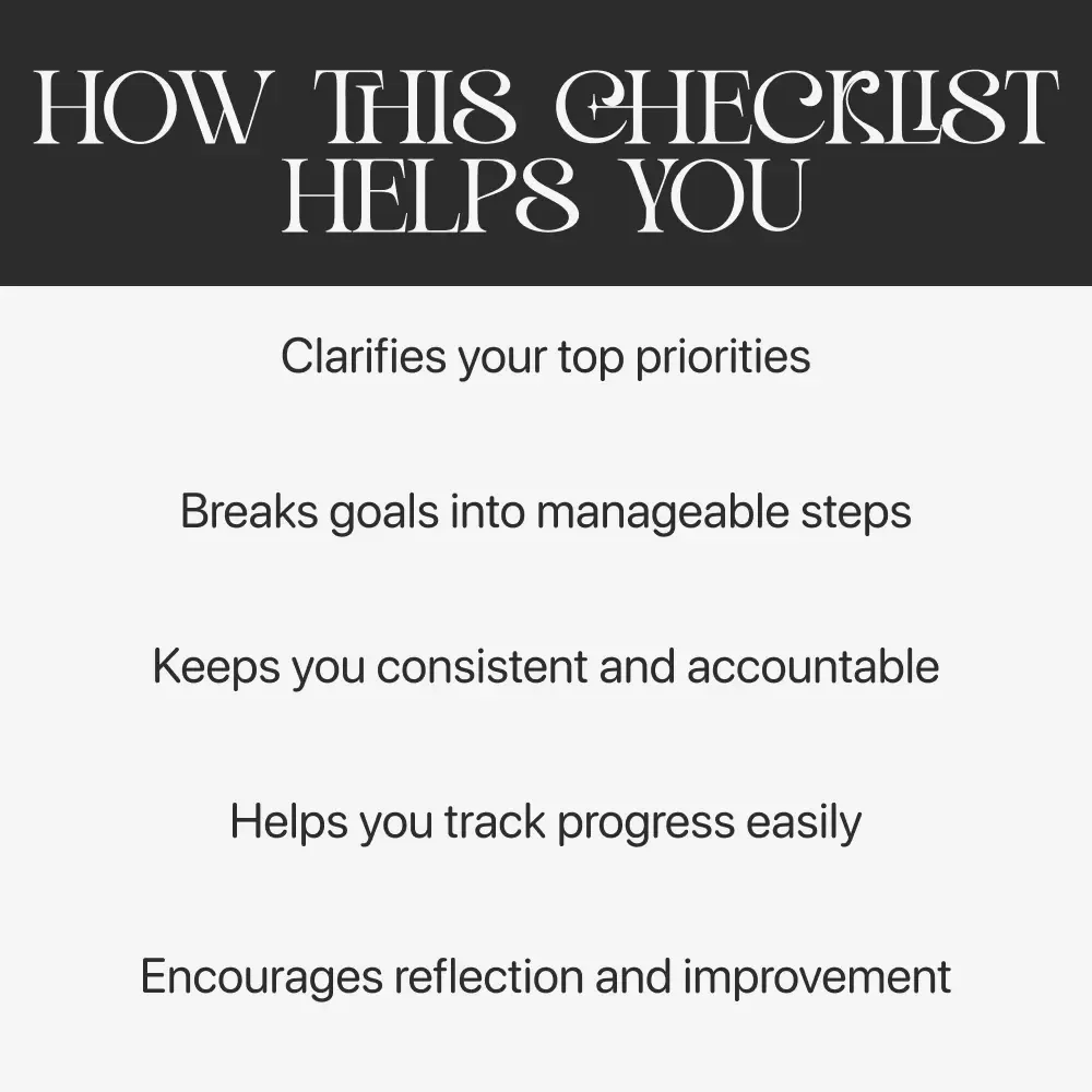 Quarterly Personal Goals Checklist – Printable & Digital Planner Guide | how to set quarterly personal goals | Productivity Workbook for Focus, Reflection & Goal Tracking