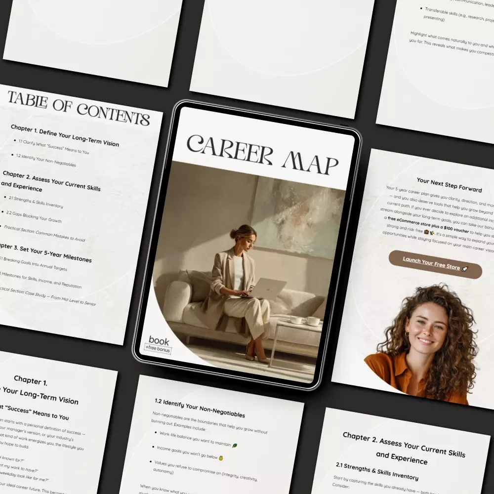 Career Map — Ebook Guide on How to Make a 5-Year Career Plan | Digital Career Planner for Professionals, Graduates & Career Changers