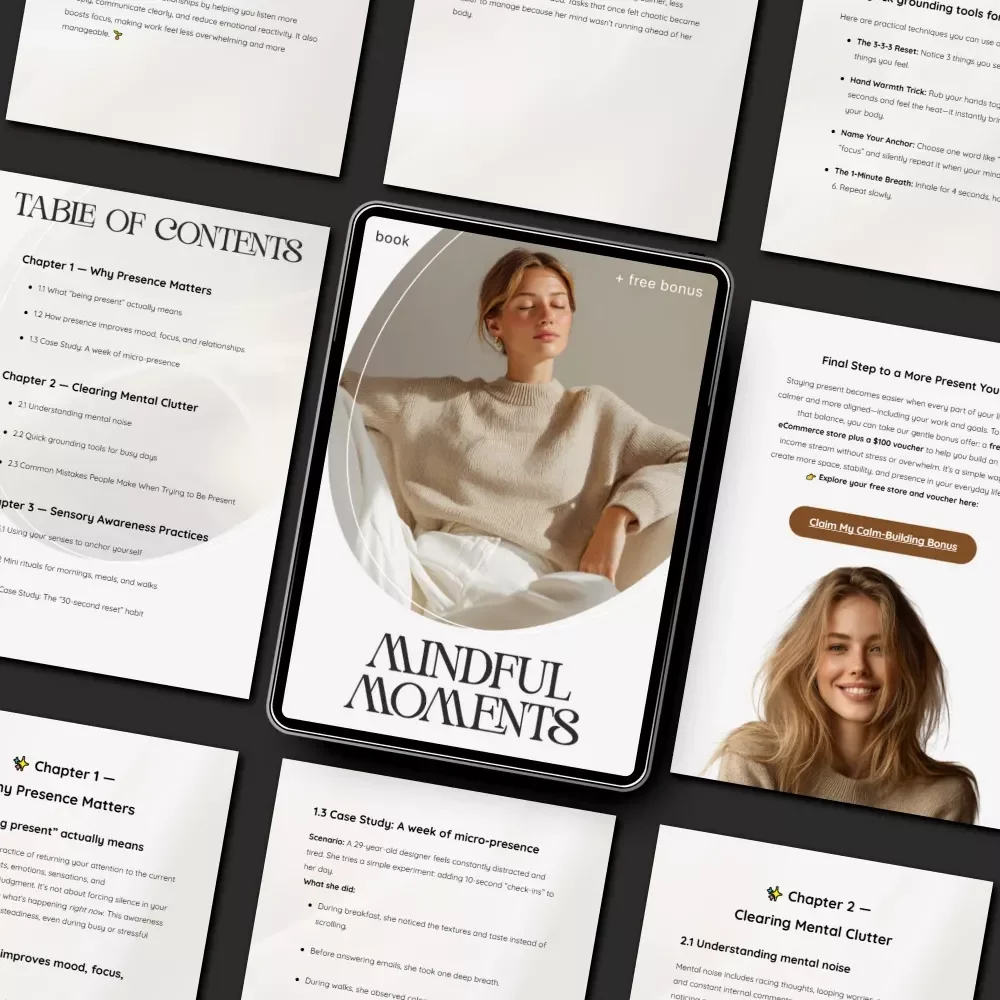 Mindful Moments: How to Feel More Present in Everyday Life | Digital Mindfulness eBook, Self-Care Guide, Presence & Focus Toolkit