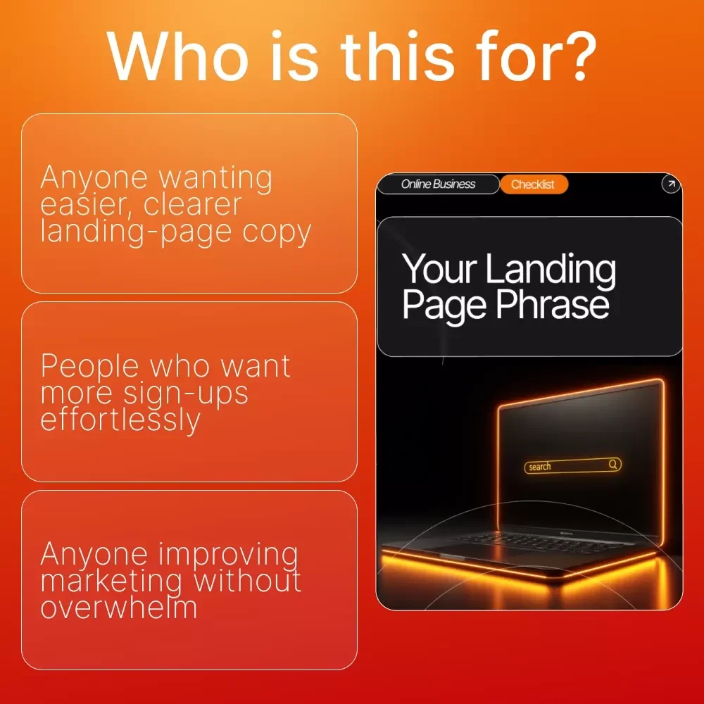 Your Landing Page Phrase Checklist – High-Converting Copywriting Guide, SEO Boosting Digital Download, Instant Access Conversion Phrase eBook for Entrepreneurs & Marketers