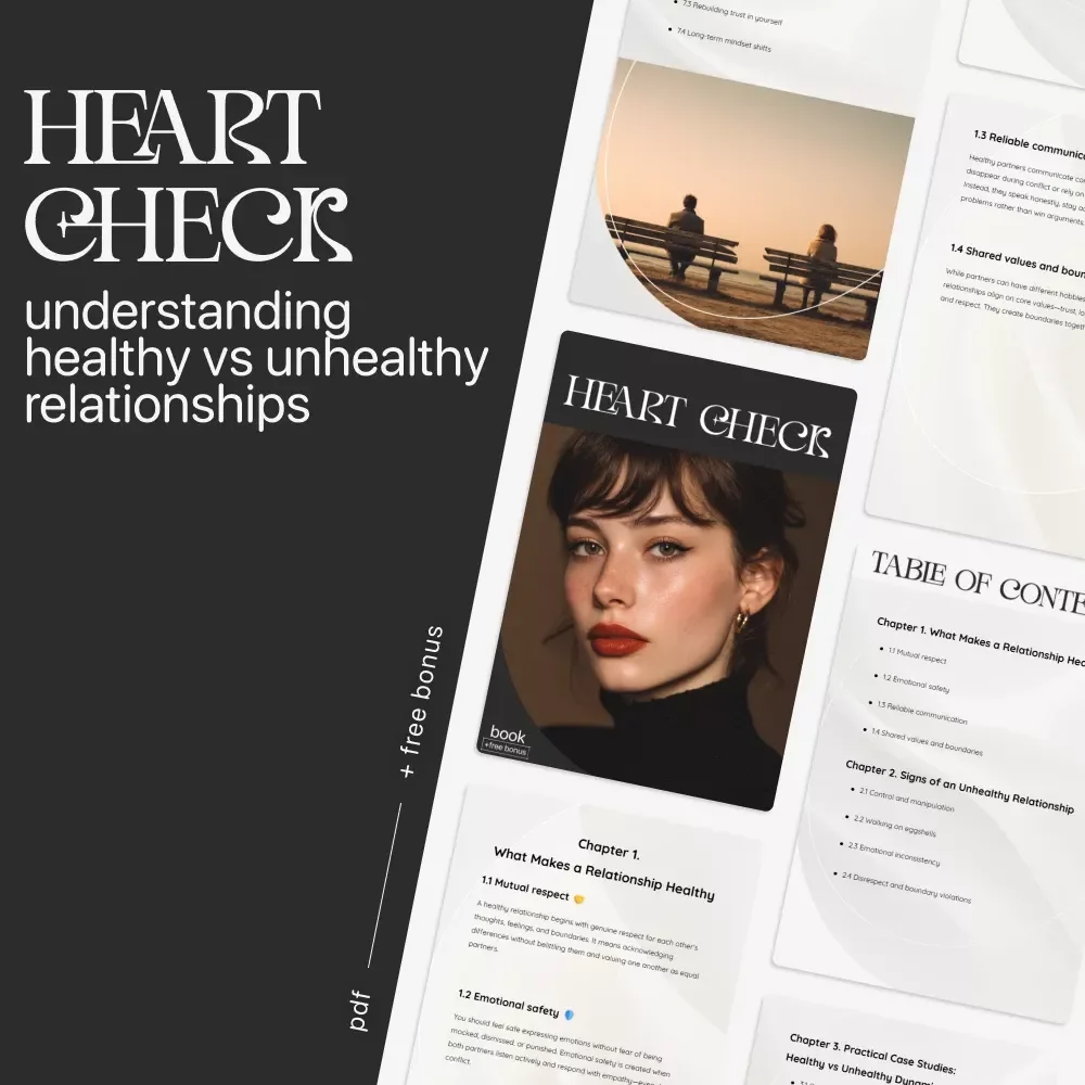 Heart Check – eBook for Understanding Healthy vs Unhealthy Relationships | how to recognize healthy vs unhealthy relationships Guide | Self-Awareness & Relationship Clarity Workbook