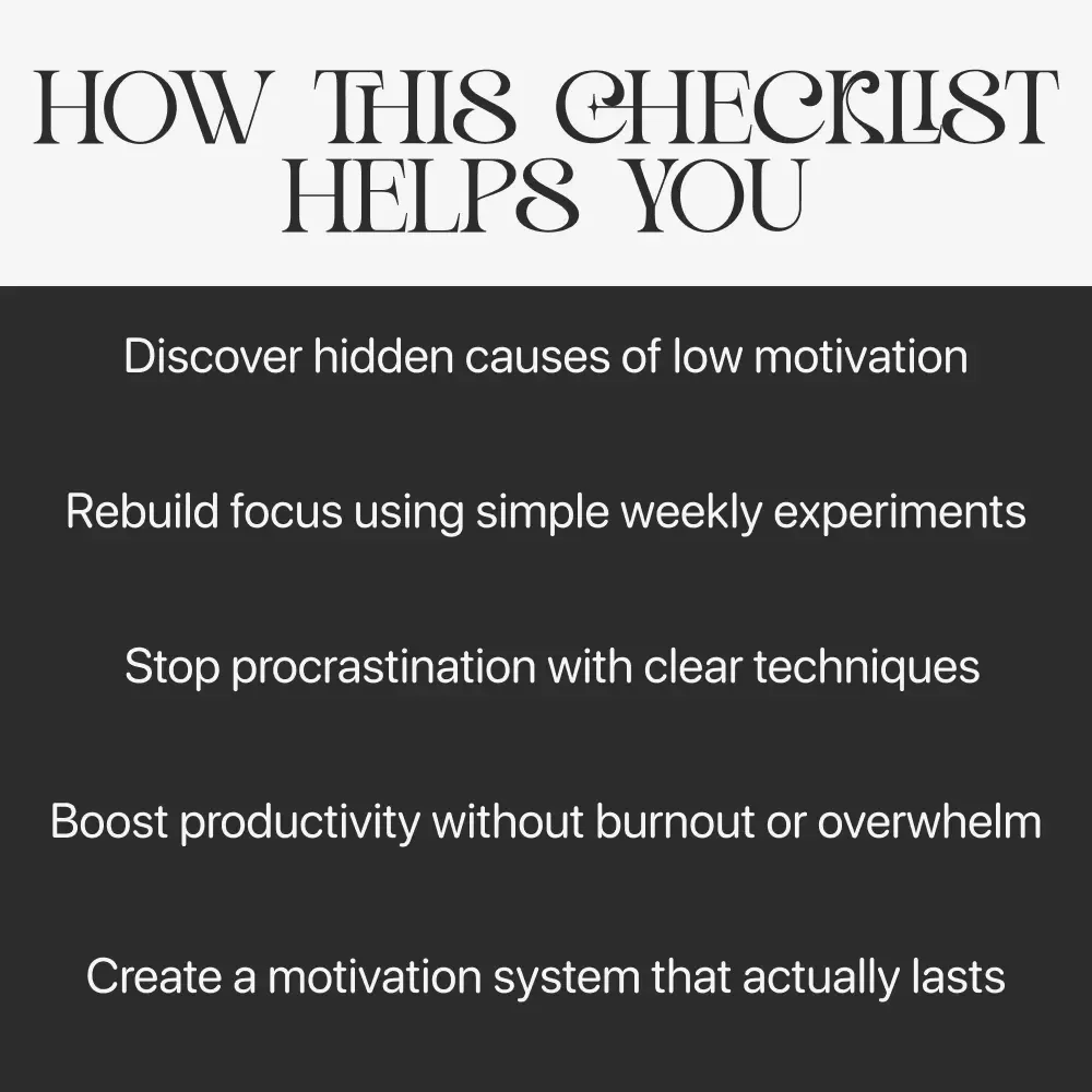 Your Checklist to Understand Why You Lose Drive – Motivation Checklist, Productivity Guide & Self-Improvement Digital Download