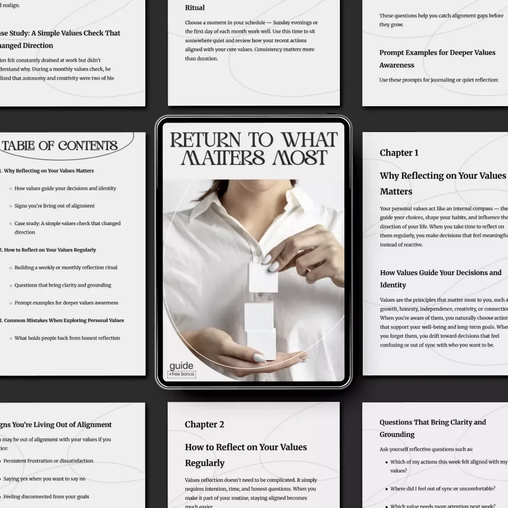 Return to What Matters Most | Self-Discovery & Reflection Guide | How to Reflect on Personal Values Regularly for Clarity and Alignment