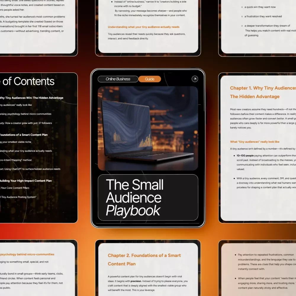 The Small Audience Playbook | Digital Guide for Creators & Entrepreneurs | Build Engagement with a Smart Content Plan for Tiny Audiences