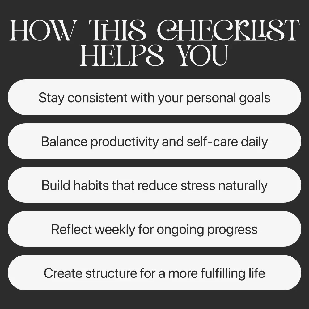 Weekly Habits Checklist for Personal Growth | Printable Planner for Self-Improvement | Weekly Habits for Personal Development | Digital Download Productivity Tracker