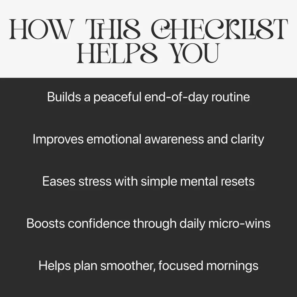 Evening Reflection Blueprint | Nightly Self-Care Checklist for Calm, Clarity & Balance | Printable & Digital evening reflection plan