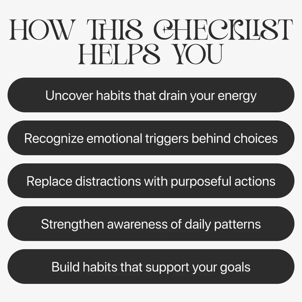 How to Spot Habits That Hold You Back | Printable Self-Awareness Checklist | Digital Download for Personal Growth and Mindset Change