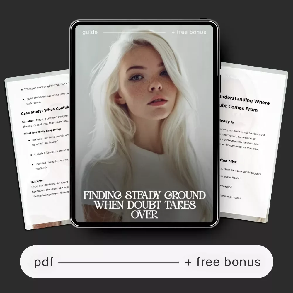 Finding Steady Ground When Doubt Takes Over – Self-Doubt Guide, Confidence Workbook, AI Prompts for Personal Growth, Mindset Reset eBook, Digital Download