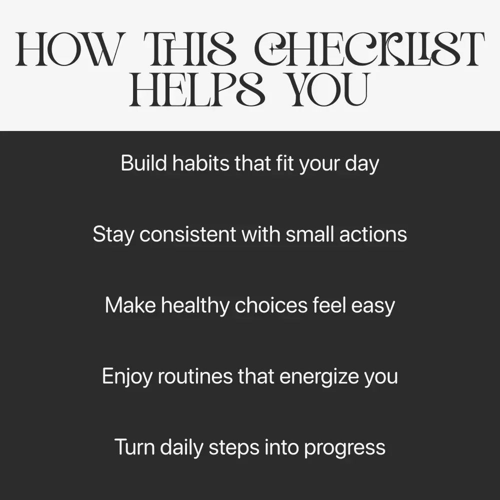 Healthy Habits Checklist for a Busy Life | Printable Daily Wellness Planner & Productivity Tracker | Digital PDF Guide on How to Make Healthy Habits Stick in Busy Life