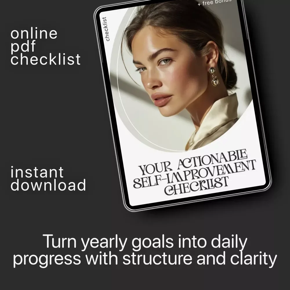 Your Actionable Self-Improvement Checklist | Printable Goal Planner | Yearly Goals for Self Improvement | Personal Growth Digital Download