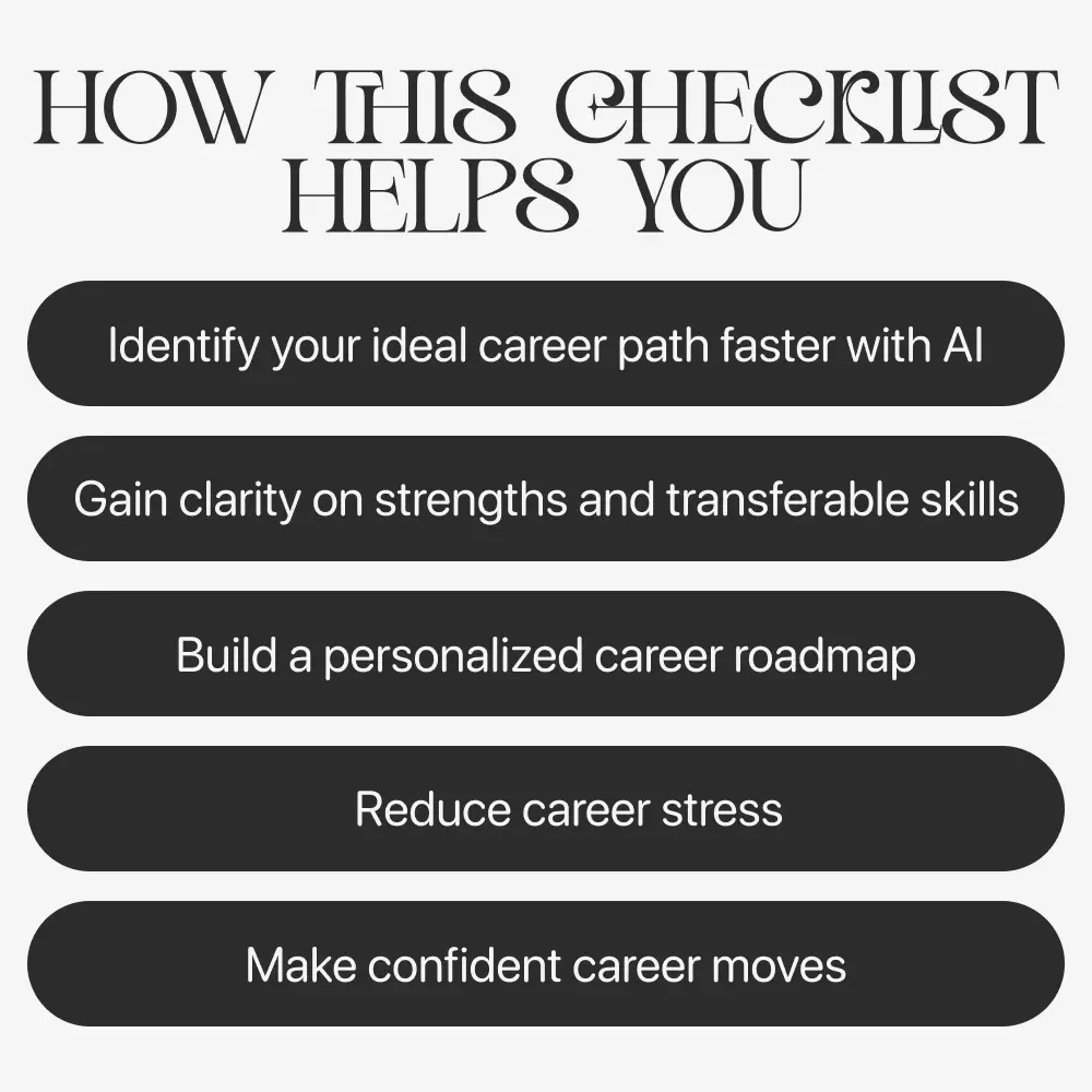 AI-Powered Career Clarity Checklist – Digital Career Guide, AI Career Planning Workbook, Self-Discovery Career Checklist, Professional Growth eBook, Job Direction Planner