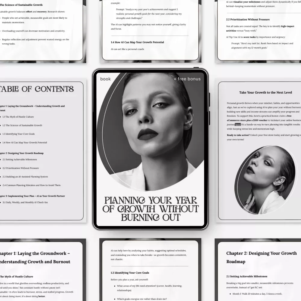 Planning Your Year of Growth Without Burning Out – Productivity & Balance eBook | how to plan a year of growth without burnout with ai Self-Planning Guide