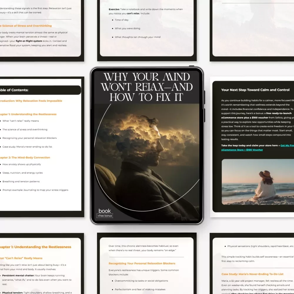 Why Your Mind Won’t Relax—and How to Fix It | Anxiety Relief eBook | Stress & Overthinking Guide | how to understand why i can't relax Mindset Workbook for Calm Living