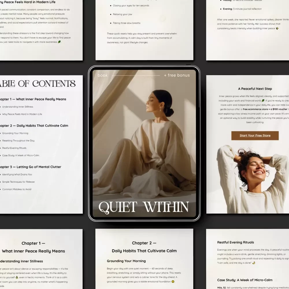 Quiet Within — A Practical eBook on how to find inner peace, Self-Compassion, Daily Calm Habits & Digital Mindfulness Guide