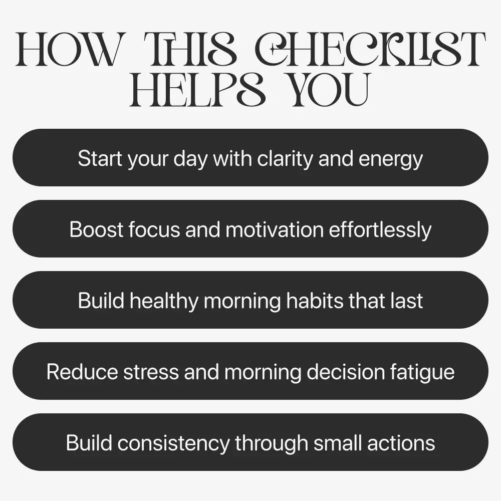 Rise & Shine: Your Morning Routine Checklist for Success | Digital Download | How to Build a Morning Routine for Success