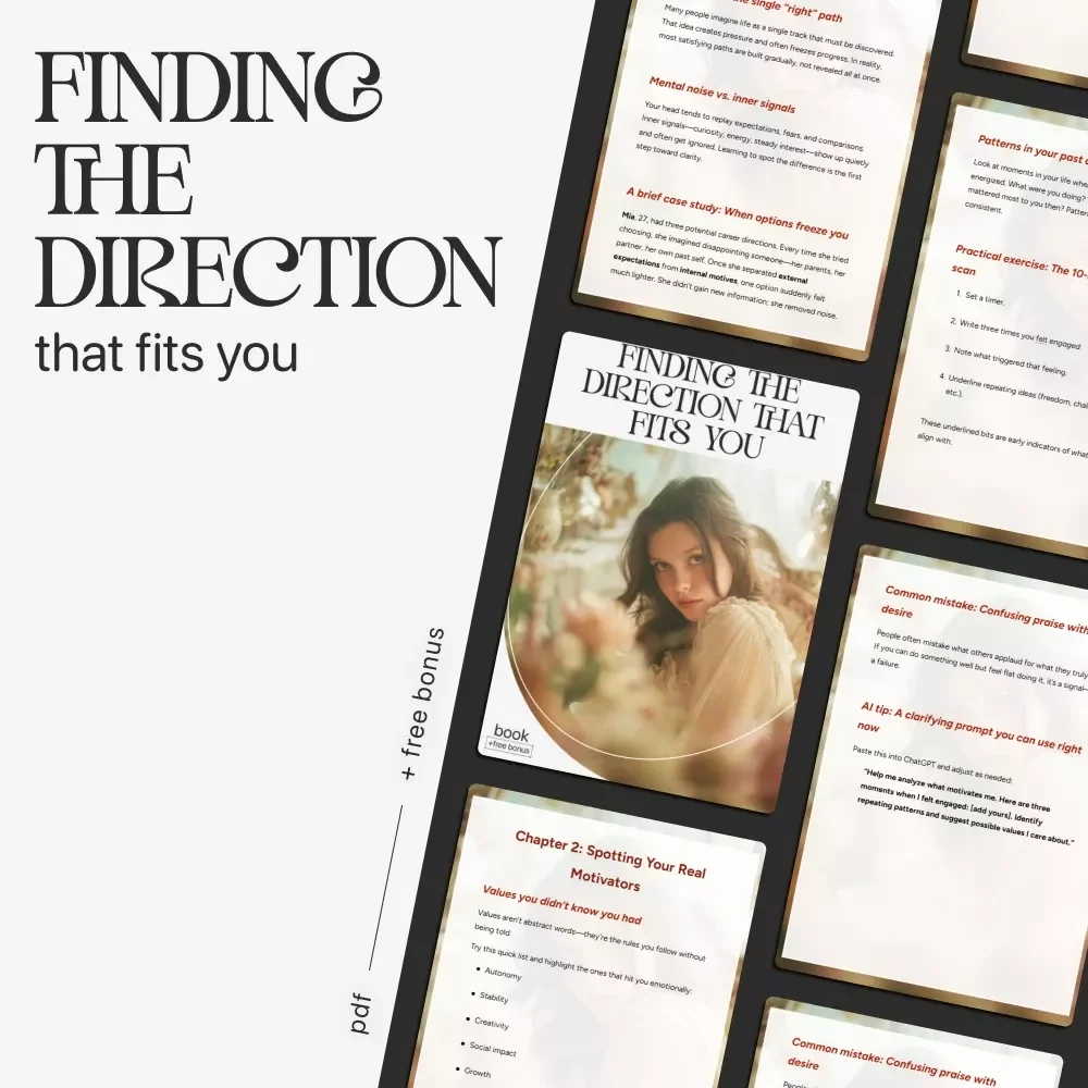 Finding the Direction That Fits You | Digital Self-Discovery Guide, Career Clarity eBook & Personal Growth Workbook for Overthinkers and Multi-Passionate Souls